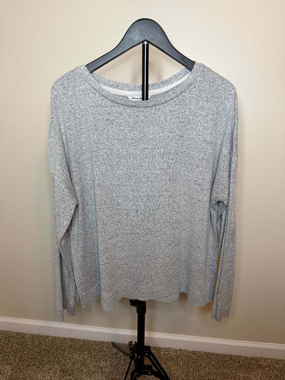 Tommy Bahama Island Soft Gray Marled Long Sleeve Sweater Top XL